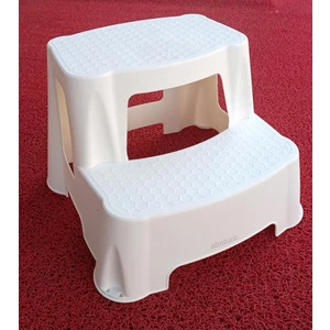Kar Beyaz Yükseltici Çocuk Lavabo Taburesi Kaymaz Taban Basamak 120KG Taşıyan 2 Basamaklı Merdiven