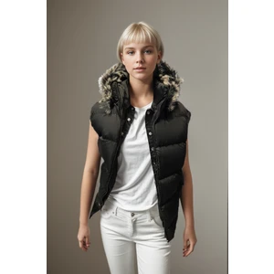 Kız Çocuk Kürk Kapüşonlu Şişme YELEK-YLK-0006