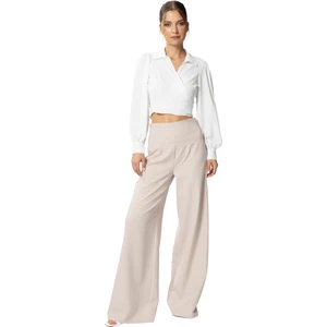 Audrey | Dantel Garnili Toparlayıcı Yüksek Bel Palazzo Pantolon - Bej