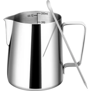 12OZ Süt Köpürtme Sürahi Cappuccino Espresso Makinesi Aksesuarları Ev, Bar ve Kafeler Için Latte Kalem Temizle Ölçeği ile (Yurt Dışından)