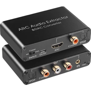 Ses Çıkarıcı 192KHZ Dac Dönüştürücü Arc Ses Çıkarıcı Desteği Dijital HDMI Uyumlu Ses - Analog Stereo Ses (Yurt Dışından)