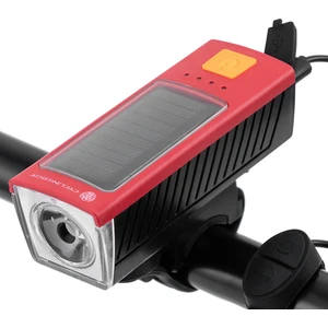 Bisiklet Kutusu Güneş Bisiklet LED Işık USB Şarj 400 Lümen 1200 Mah 120DB Korna Işık Bisiklet Ön Işık Bisiklet D (Yurt Dışından)