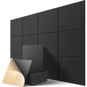 Kendinden Yapışkanlı Akustik Paneller 12 Paket, 12 x 12 x 0,4 Inç Ses Geçirmez Dolgu, Ev Için Ses Emici Panel, Siyah (Yurt Dışından)