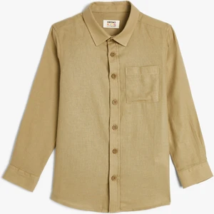 Basic Gömlek Uzun Kollu Cep Detaylı Pamuklu