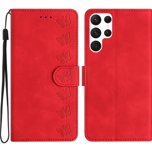Cool-M Case Samsung Galaxy S24 Ultra Pu Deri Cüzdan Baskılı Kelebek Stand Telefon Kapağı (Yurt Dışından)