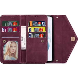 Cool-M Case Samsung Galaxy S24 Ultra Cüzdan Cep Telefonu Kılıfı Kısa + Uzun Kayış (Yurt Dışından)