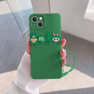Apple iPhone 15 Plus Uyumlu Kılıf Love Bear Silikon Kılıf Açık Yeşil