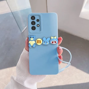 Samsung Galaxy A72 Uyumlu Kılıf Love Bear Silikon Kılıf Açık Mavi