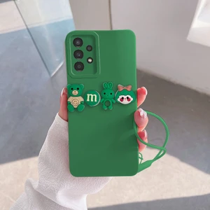 Samsung Galaxy A72 5g Uyumlu Kılıf Love Bear Silikon Kılıf Açık Yeşil