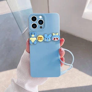 Apple iPhone 15 Pro Uyumlu Kılıf Love Bear Silikon Kılıf Açık Mavi