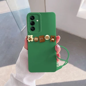 Samsung Galaxy A25 5g Uyumlu Kılıf Love Bear Silikon Kılıf Kahverengi + Yeşil