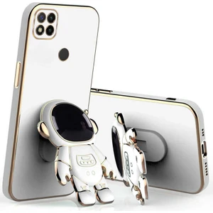 Xiaomi Redmi 9c Uyumlu Kılıf Standlı Astronot Silikon Kılıf Beyaz