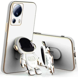Xiaomi Mi 13 Lite Uyumlu Kılıf Standlı Astronot Silikon Kılıf Beyaz