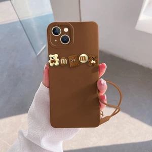 Apple iPhone 13 Uyumlu Kılıf Love Bear Silikon Kılıf Kahverengi