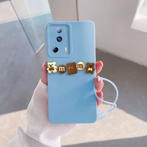 Xiaomi Mi 13 Lite Uyumlu Kılıf Love Bear Silikon Kılıf Kahverengi + Açık Mavi