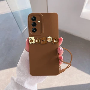 Samsung Galaxy A54 5g Uyumlu Kılıf Love Bear Silikon Kılıf Kahverengi