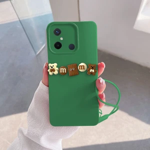 Xiaomi Redmi 12C Uyumlu Kılıf Love Bear Silikon Kılıf Kahverengi + Yeşil