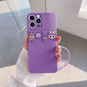 Apple iPhone 15 Pro Max Uyumlu Kılıf Love Bear Silikon Kılıf Lila