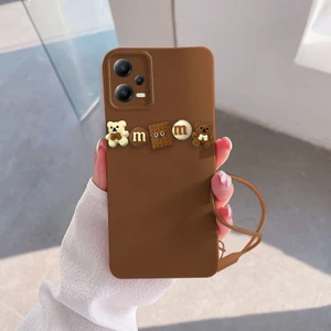 Xiaomi Poco X5 5g Uyumlu Kılıf Love Bear Silikon Kılıf Kahverengi
