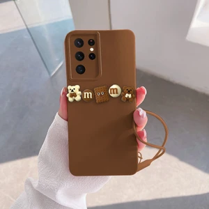 Samsung Galaxy S23 Ultra Uyumlu Kılıf Love Bear Silikon Kılıf Kahverengi