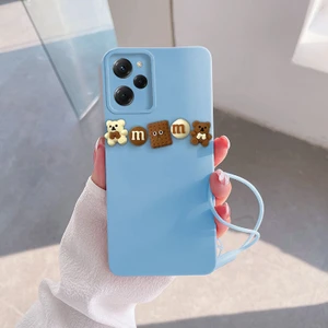 Xiaomi Poco X5 Pro 5g Uyumlu Kılıf Love Bear Silikon Kılıf Kahverengi + Açık Mavi