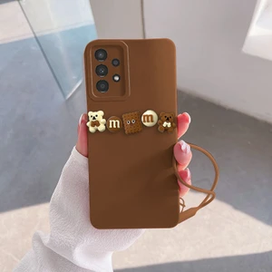 Samsung Galaxy A72 Uyumlu Kılıf Love Bear Silikon Kılıf Kahverengi