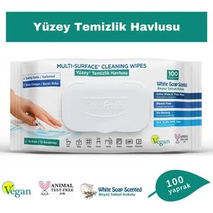 Deep Fresh Iz Bırakmaz Yüzey Temizleme Havlusu Karbonat & Beyaz Sirke 100 Yaprak