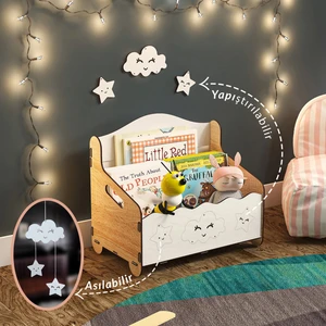 Monte Bank Montessori Kitaplık Dergilik Ahşap Masaüstü Mini Kitaplık Montessori Çocuk Kitaplığı Çocuk Odası Kitaplık