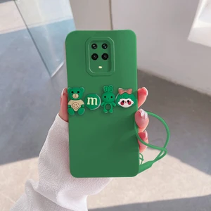 Xiaomi Redmi Note 9 Pro Max Uyumlu Kılıf Love Bear Silikon Kılıf Açık Yeşil