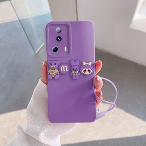 Xiaomi Mi 13 Lite Uyumlu Kılıf Love Bear Silikon Kılıf Lila