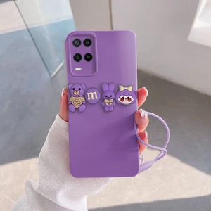 Oppo A54 Uyumlu Kılıf Love Bear Silikon Kılıf Lila