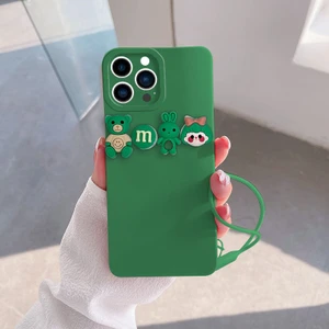 Apple iPhone 12 Pro Max Uyumlu Kılıf Love Bear Silikon Kılıf Açık Yeşil