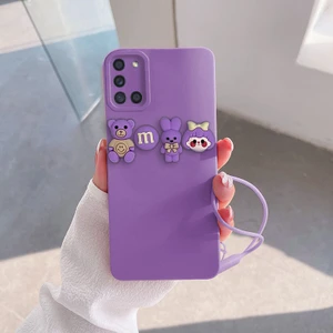 Samsung Galaxy A31 Uyumlu Kılıf Love Bear Silikon Kılıf Lila