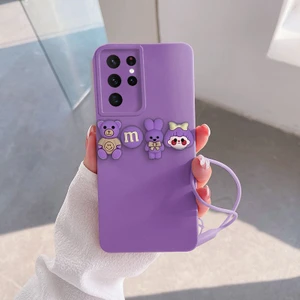 Samsung Galaxy S23 Ultra Uyumlu Kılıf Love Bear Silikon Kılıf Lila