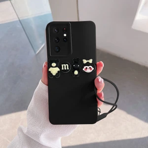 Samsung Galaxy S22 Ultra Uyumlu Kılıf Love Bear Silikon Kılıf Siyah
