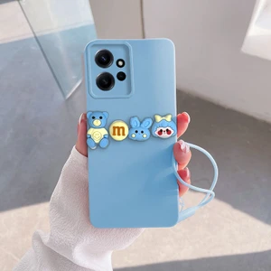 Xiaomi Redmi Note 12 Uyumlu Kılıf Love Bear Silikon Kılıf Açık Mavi