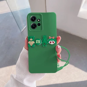 Xiaomi Redmi Note 12 Uyumlu Kılıf Love Bear Silikon Kılıf Açık Yeşil