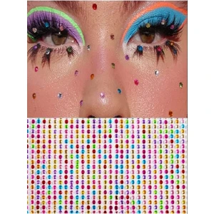 Göz Farı Yuvarlak Model Işıltılı Renkli Yüz Taşı, Vücut Taşı, Makyaj Taşı, Face Gem, Body Art, Hızma