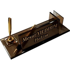 Mert Kristal Masalik Büro Ofis Kale ml ik M186 Bronz Gold Masa Isi ml iği