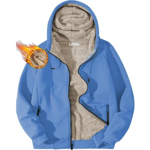Ghassy Co. Erkek Ultra Termal Sherpa Astarlı Kapüşonlu Fermuarlı Cepli Kışlık Sweatshirt