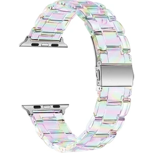 Apple Watch Series 9 45MM Kordon Stainless Transparent Clear Çok Renkli