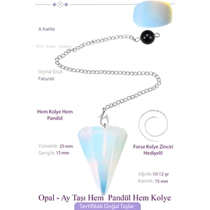 Sertifikalı Opal - Ay Taşı Pandül Sarkaç Hem Pandül - Hem Kolye