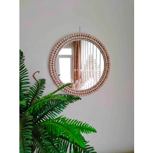 By Bohostore Ahşap Boncuklu Ayna 50CM