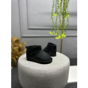 Wolty Baby Unisex Çocuk Süet Mini Yarım Bot İç Tüylü Rahat Kullanım 2 cm Taban Yüksekliği
