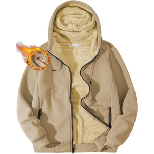 Ghassy Co. Erkek Ultra Termal Sherpa Astarlı Kapüşonlu Fermuarlı Cepli Kışlık Sweatshirt