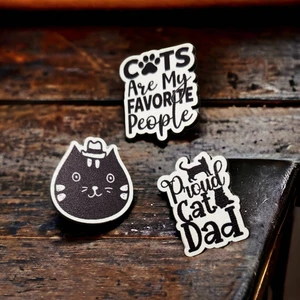 Proud Cat Dad Ahşap Rozet Seti
