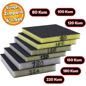 Yassı Sünger Zımpara 9.5 x 12.5 cm Takoz Blok Flex Taşlama Ahşap El Zımparası Kum Seti 6 Adet