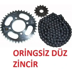 Aras Moto Bajaj Discover 125 St Zincir Dişli Seti Kaliteli (Oringsiz Düz Siyah Zincir) Arasmoto
