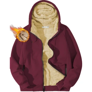 Ghassy Co. Erkek Ultra Termal Sherpa Astarlı Kapüşonlu Fermuarlı Cepli Kışlık Sweatshirt