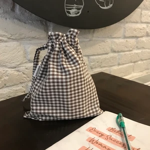 Sumicorn Design Kahverengi Pötikareli Çevre Dostu Bez Keten Büzgülü Ipli Düzenleyici Kese,makyaj Çantası,seyahat Çantası